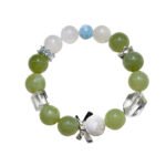 Natural Xiuyu Jade “Green Tea Latte” Bracelet