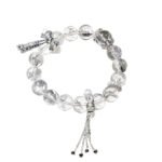 White Asai Crystal Bracelet with Butterfly Accent