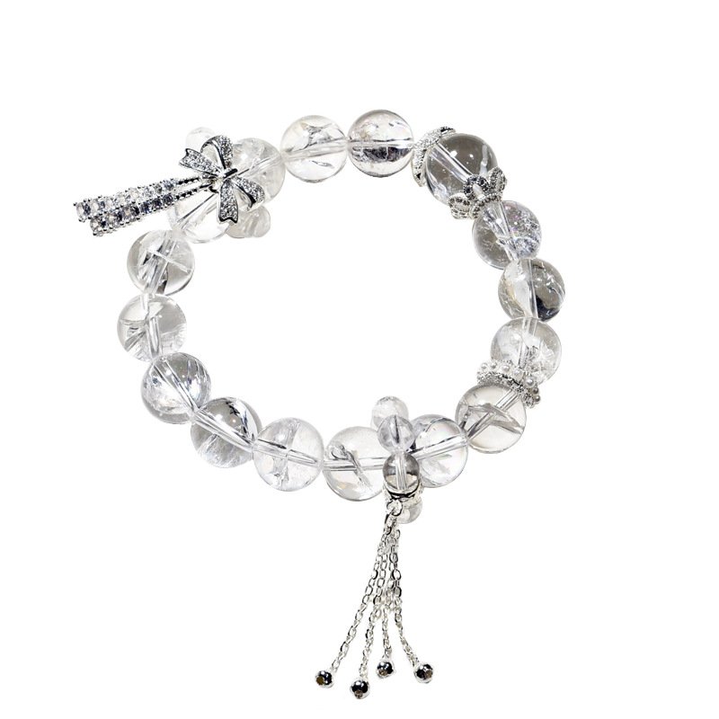 White Asai Crystal Bracelet with Butterfly Accent