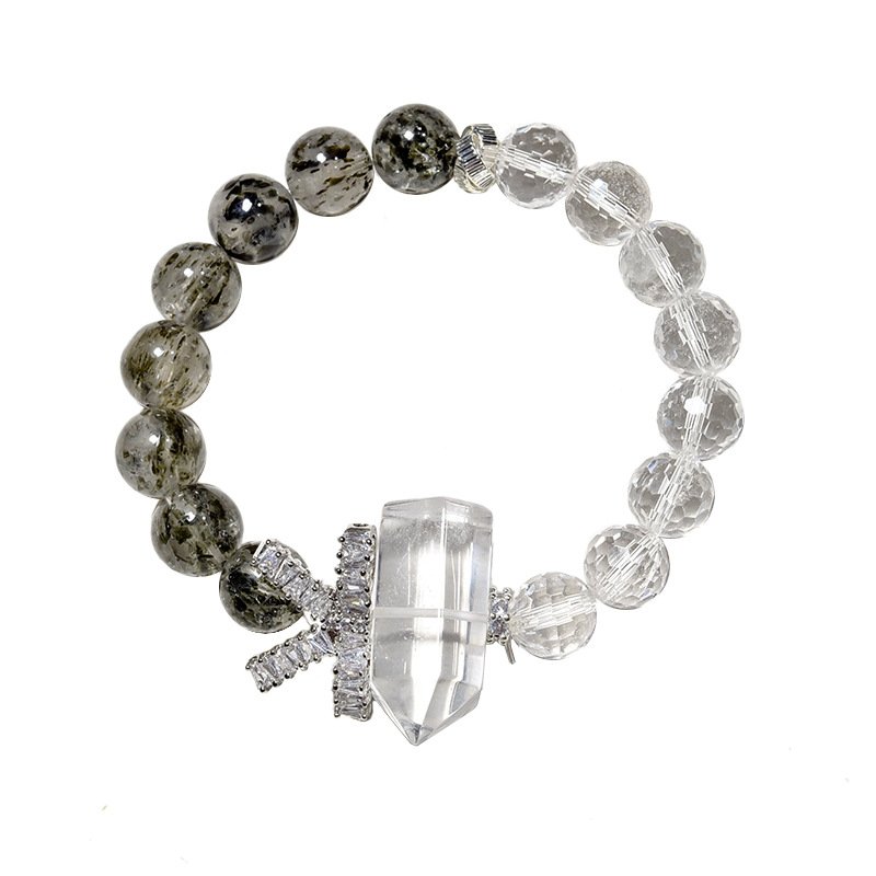 Original Black Tourmaline and White Crystal Bracelet