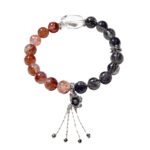Red Flower Agate and Black Tourmaline Bracelet