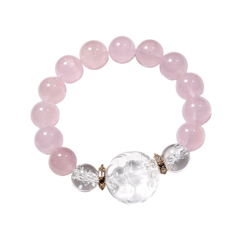Natural Pink Quartz and White Quartz Fox Bracelet