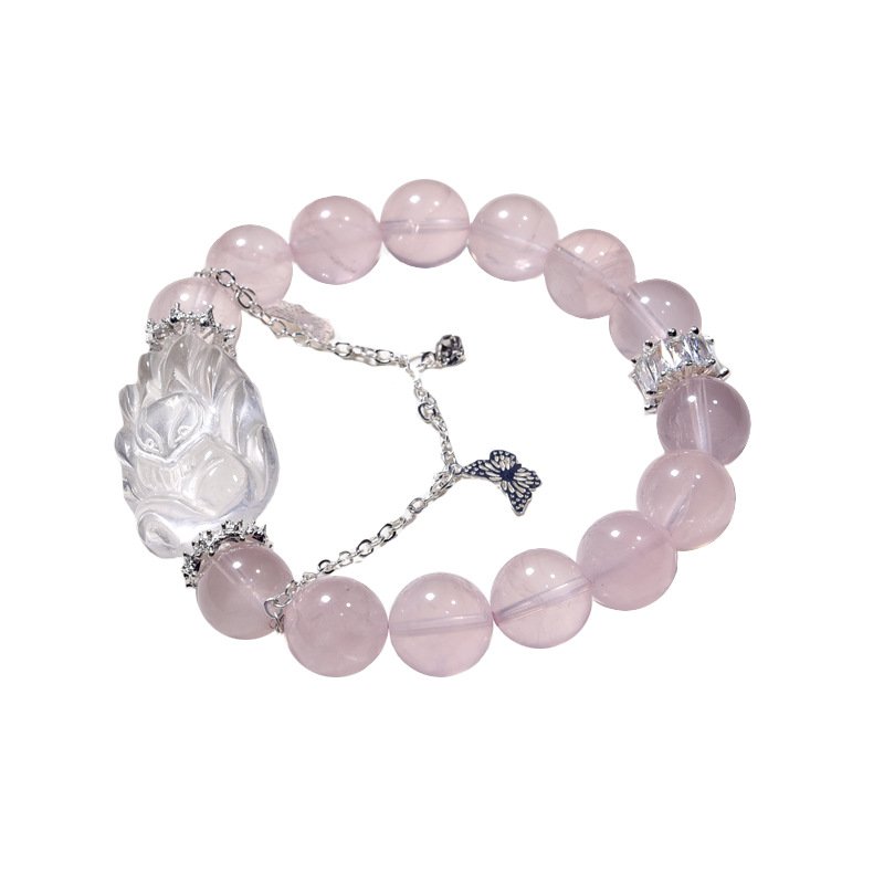 Natural Pink Quartz Nine-Tailed Fox Bracelet