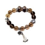 Natural Tea Quartz Bracelet with Bow Accent