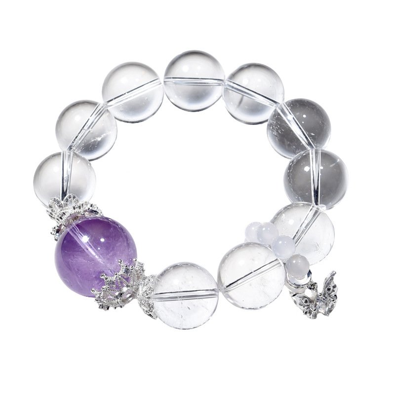 Natural White Quartz & Amethyst Bracelet