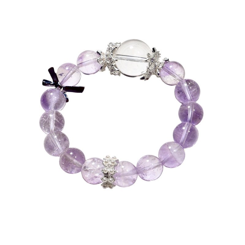 Lavender Amethyst & White Crystal Bracelet