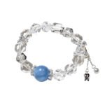 Natural White Crystal Faceted Bracelet with Aquamarine Accents