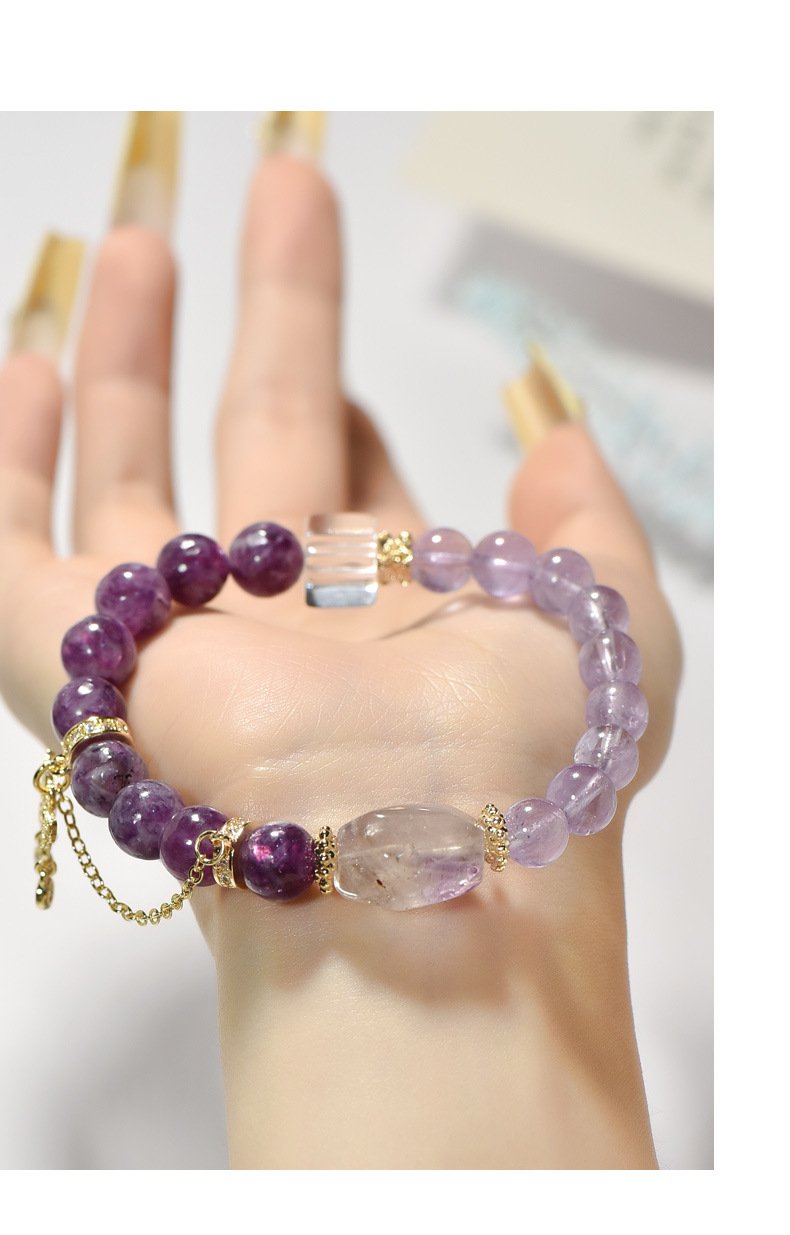 Natural Lavender Amethyst & Lepidolite Bracelet