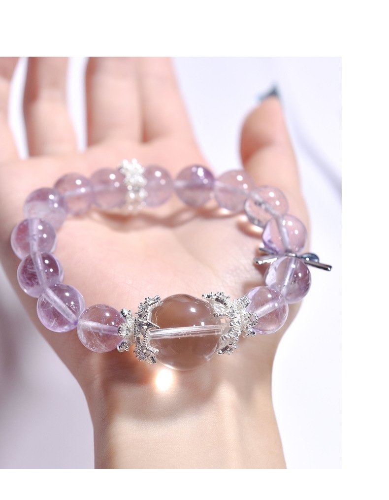 Lavender Amethyst & White Crystal Bracelet