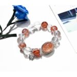 Red Gel Flower Crystal with Egg Surface Design Bracelet