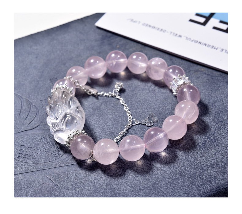Natural Pink Quartz Nine-Tailed Fox Bracelet
