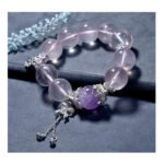 Natural Rose Quartz Bracelet with Bow Accents