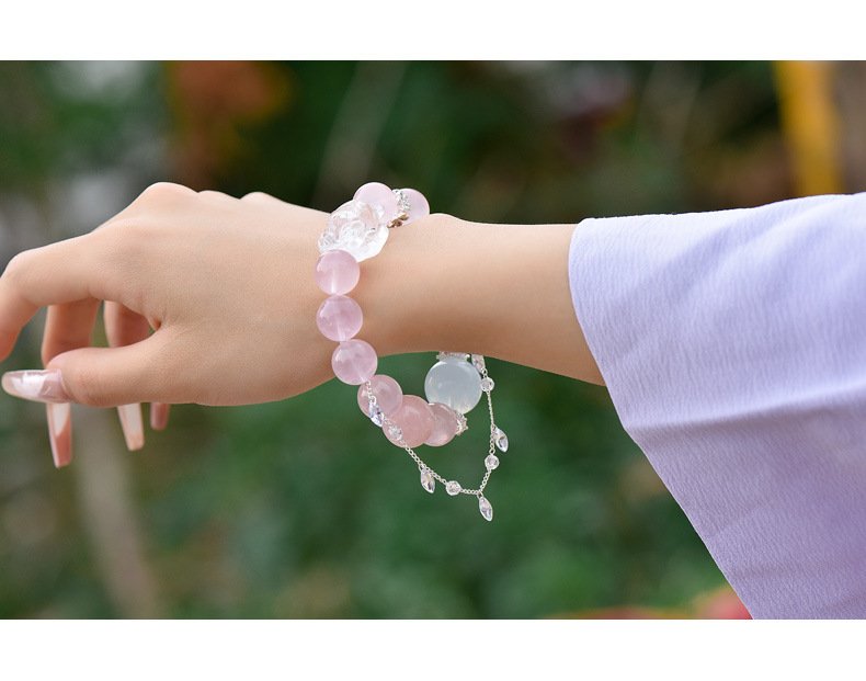 Natural Pink Quartz Nine-Tailed Fox Bracelet