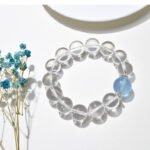 Natural White Crystal Bracelet with Aquamarine Top Beads