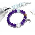 Natural Amethyst Bracelet with Moon Accents