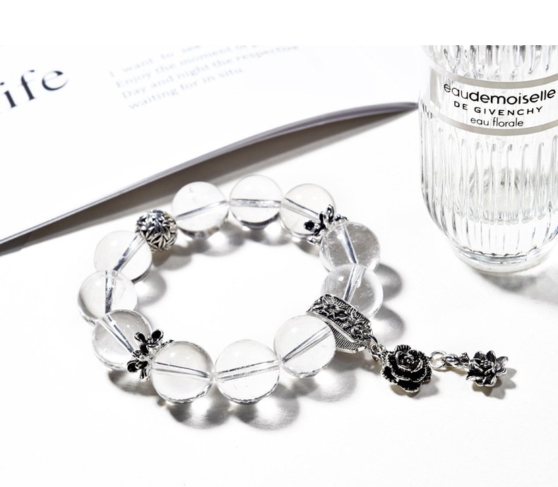 Natural White Quartz Beaded Bracelet