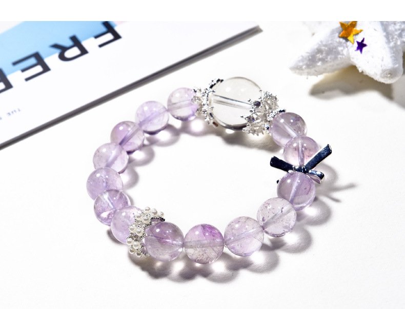 Lavender Amethyst & White Crystal Bracelet
