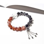 Red Flower Agate and Black Tourmaline Bracelet