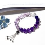 Natural Purple Amethyst Bracelet with White Crystal and Purple Assay